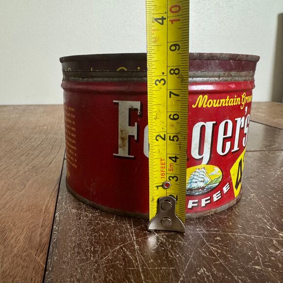 Vintage 1959 Folgers 4 Cents off Coffee‎ Can Tin Metal Short Advertising Decor - Picture 9 of 9